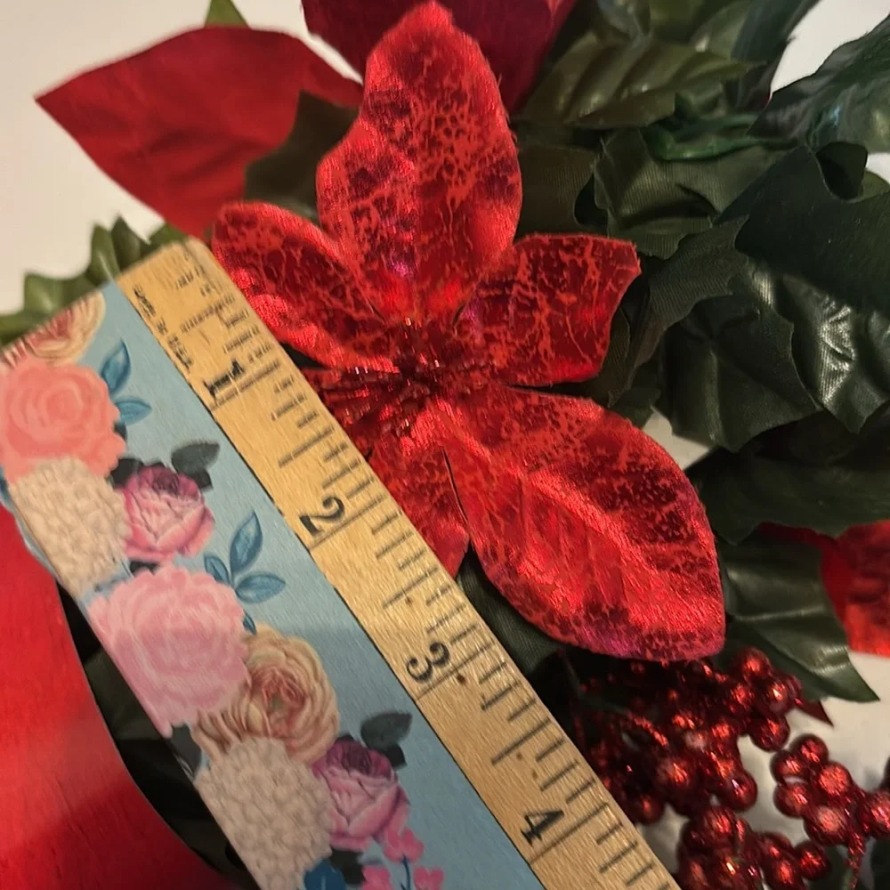 Red and Green Holiday Garland Poinsettia Garland red Berries SET OF 2